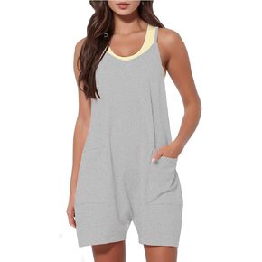 Buauty Women's Casual Rompers Summer Sleeveless Jumpsuits Loose Spaghetti Strap Shorts Trendy 2024 Overalls With Pockets