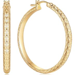 14K Gold Hoop Earrings for Women Gold Earrings for Womens Earrings Grandeur Thick Women’s Hoop Earrings Elegance 14 Karat Gold Hoop Earrings 30mm
