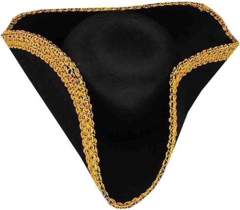 قبعة روبيز فورم نوفلتيز الفاخرة للبالغين من فئة كولونيال تريكورن - قبعة زي قرصان - سوداء للحفلات ذات الطابع الخاص والهالوين in Saudi Arabia