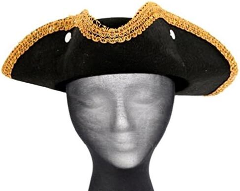 قبعة روبيز فورم نوفلتيز الفاخرة للبالغين من فئة كولونيال تريكورن - قبعة زي قرصان - سوداء للحفلات ذات الطابع الخاص والهالوين in Saudi Arabia