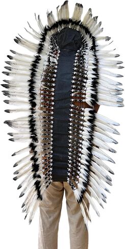 Native American Headress from Natural Goose Feathers in Saudi Arabia