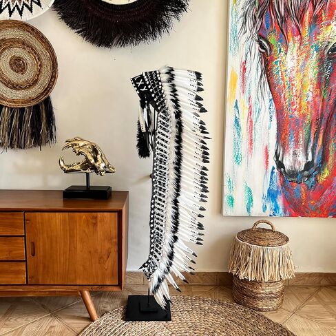 Native American Headress from Natural Goose Feathers in Saudi Arabia