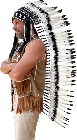 Native American Headress from Natural Goose Feathers in Saudi Arabia