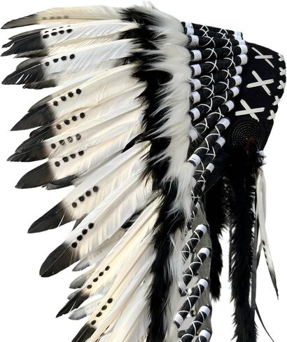 Native American Headress from Natural Goose Feathers in Saudi Arabia