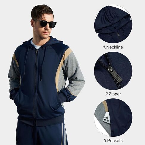 Track Suits Mens Sweatsuits for Men Outfits 2 Piece Set Hoodie Sweatshirt and Joggers Sweatpants Set in Kuwait