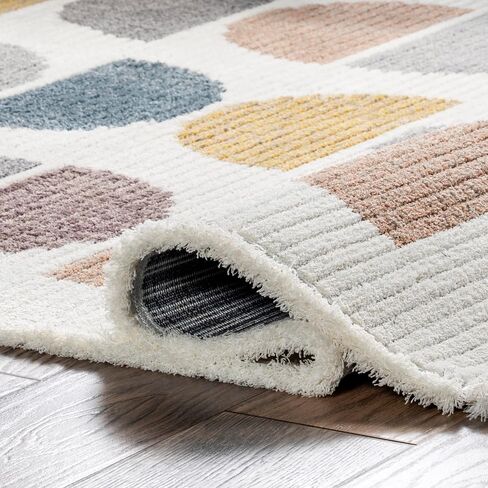 nuLOOM Leyla Half Colorful Circles Kids Area Rug, 5x8, Beige in Saudi Arabia