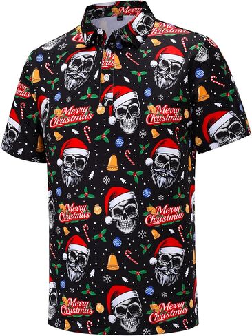 Mens Christmas Polo Shirts Funny Golf Shirts for Men Performance Moisture Wicking Quick Dry Athletic Short Sleeve Shirts in Saudi Arabia