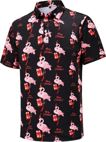 Mens Christmas Polo Shirts Funny Golf Shirts for Men Performance Moisture Wicking Quick Dry Athletic Short Sleeve Shirts in Saudi Arabia