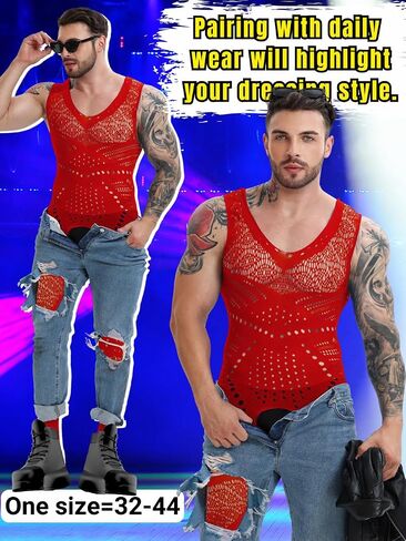 Mens Lingerie, Sexy Gift For Him Body Stockings, Fishnet Bodysuit Lace Jumpsuit Rave Outfits Glow Party Club in Saudi Arabia