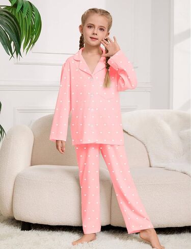 4 Pcs Kids Girls Pajamas Set with Headband Eye Masks Boy Girl Button-up Pajama Sleepwear Nightwear in Saudi Arabia