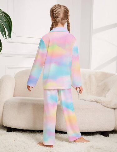 4 Pcs Kids Girls Pajamas Set with Headband Eye Masks Boy Girl Button-up Pajama Sleepwear Nightwear in Saudi Arabia