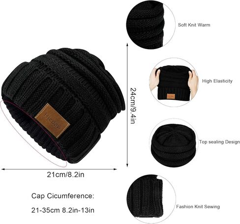 Hicdaw Winter Beanies Hat Scarf Gloves Women Winter Hats for Women Beanie Hat Long Scarf Fleece Lined Touchscreen Gloves in Kuwait