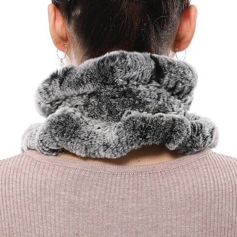 Valpeak Fur Scarves for Women Rabbit Fur Scarf Wrap Wave Cut Fur Neck Warmer Scarf for Winter Knitted Fuzzy Fluffy in Saudi Arabia