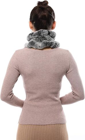 Valpeak Fur Scarves for Women Rabbit Fur Scarf Wrap Wave Cut Fur Neck Warmer Scarf for Winter Knitted Fuzzy Fluffy in Saudi Arabia