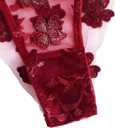 Lilosy Sexy Applique Floral Mesh Sheer Underwire Lingerie Set 2 Piece in Kuwait