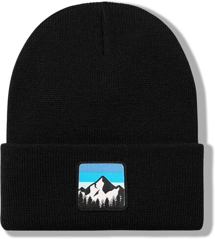 Winter Beanie Hats for Men Women - Mountain Style Knit Cuffed Beanie Skull Cap Outdoor Daily Wear in Kuwait