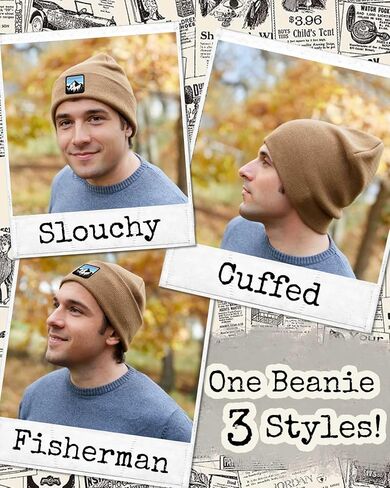 Winter Beanie Hats for Men Women - Mountain Style Knit Cuffed Beanie Skull Cap Outdoor Daily Wear in Kuwait