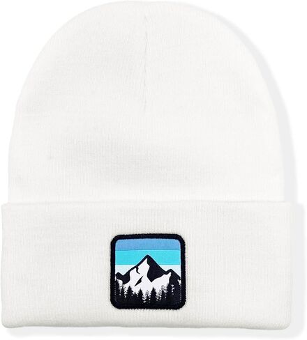Winter Beanie Hats for Men Women - Mountain Style Knit Cuffed Beanie Skull Cap Outdoor Daily Wear in Kuwait