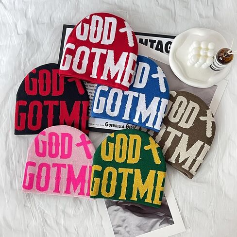 Y2K Beanie Letter Printing Knitted Hat Fashion Hip hop Trend Beanie Pullover Hat Casual Sports for Men Women in Saudi Arabia
