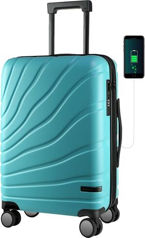 VANKEAN Carry On Luggage with Spinner Wheels & TSA Lock, Expandable Fashionable Hard Shell Suitcase airline approved，20 Inch Carry-On，Lake Blue in Kuwait