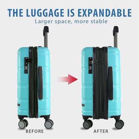 VANKEAN Carry On Luggage with Spinner Wheels & TSA Lock, Expandable Fashionable Hard Shell Suitcase airline approved，20 Inch Carry-On，Lake Blue in Kuwait