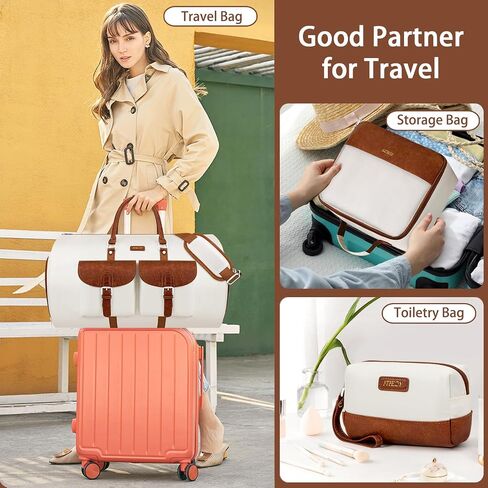Garment Duffle Bag for Travel - Convertible Carry on Garment Duffel Travel Bag for Women Men Large Weekender Bag with Shoes Pouch 2 in 1 Hanging Suit Travel Duffel Bag 3pcs Set in Saudi Arabia