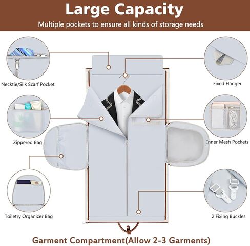 Garment Duffle Bag for Travel - Convertible Carry on Garment Duffel Travel Bag for Women Men Large Weekender Bag with Shoes Pouch 2 in 1 Hanging Suit Travel Duffel Bag 3pcs Set in Saudi Arabia