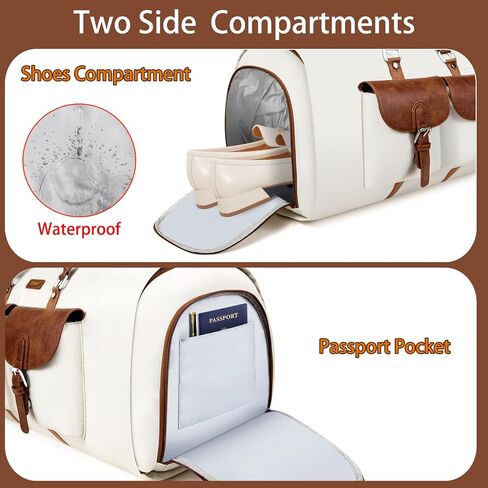 Garment Duffle Bag for Travel - Convertible Carry on Garment Duffel Travel Bag for Women Men Large Weekender Bag with Shoes Pouch 2 in 1 Hanging Suit Travel Duffel Bag 3pcs Set in Saudi Arabia