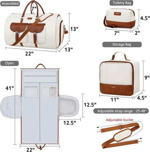 Garment Duffle Bag for Travel - Convertible Carry on Garment Duffel Travel Bag for Women Men Large Weekender Bag with Shoes Pouch 2 in 1 Hanging Suit Travel Duffel Bag 3pcs Set in Saudi Arabia