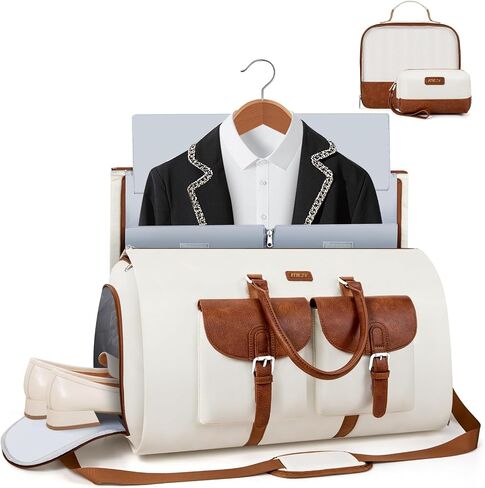 Garment Duffle Bag for Travel - Convertible Carry on Garment Duffel Travel Bag for Women Men Large Weekender Bag with Shoes Pouch 2 in 1 Hanging Suit Travel Duffel Bag 3pcs Set in Saudi Arabia