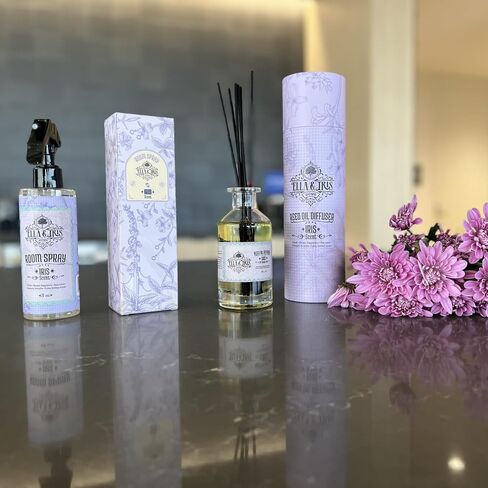 زيت الناشر Ella & Iris Home برائحة السوسن - موزع زيت السوسن واللافندر المريح لعطر المنزل والغرفة - فوائد العلاج العطري وغير سام - هدية ديكور المنزل والمكتب (6oz) in Saudi Arabia