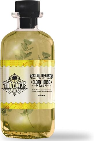 Ella & Iris Home Reed Diffuser Oil with Clean House Scent - Relaxing Citrus Oil Diffuser for Home & Room Fragrance - Aromatherapy Benefits & Non-Toxic - Home & Office Decor Gift (6oz) in Saudi Arabia
