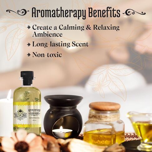 Ella & Iris Home Reed Diffuser Oil with Clean House Scent - Relaxing Citrus Oil Diffuser for Home & Room Fragrance - Aromatherapy Benefits & Non-Toxic - Home & Office Decor Gift (6oz) in Saudi Arabia