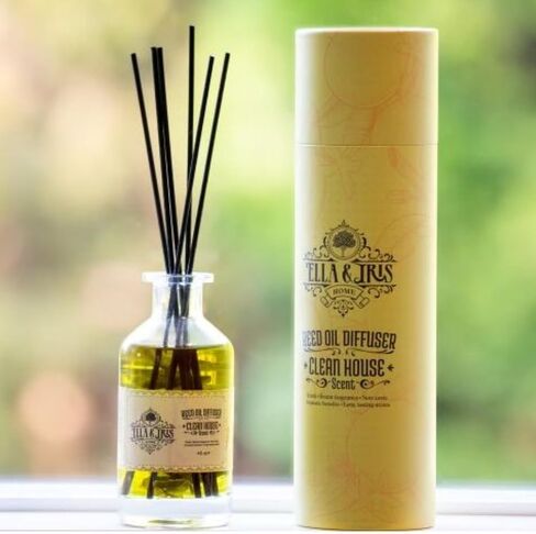Ella & Iris Home Reed Diffuser Oil with Clean House Scent - Relaxing Citrus Oil Diffuser for Home & Room Fragrance - Aromatherapy Benefits & Non-Toxic - Home & Office Decor Gift (6oz) in Saudi Arabia