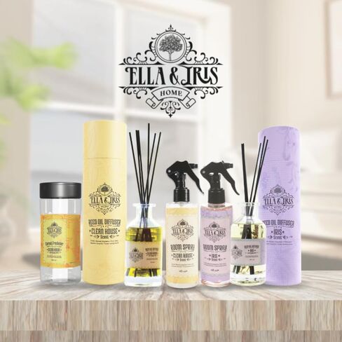 Ella & Iris Home Reed Diffuser Oil with Clean House Scent - Relaxing Citrus Oil Diffuser for Home & Room Fragrance - Aromatherapy Benefits & Non-Toxic - Home & Office Decor Gift (6oz) in Saudi Arabia