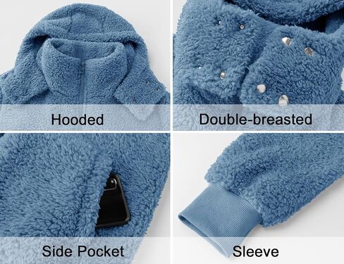 Micoson Womens Faux Fur Coat Winter Full Zip Sherpa Fleece Jacket Long Sleeve Warm Fuzzy Outerwear with Hooded in Kuwait