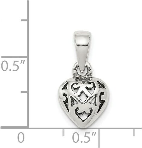 Lex & Lu Sterling Silver Antique Puff Heart Charm in Saudi Arabia