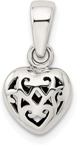 Lex & Lu Sterling Silver Antique Puff Heart Charm in Saudi Arabia