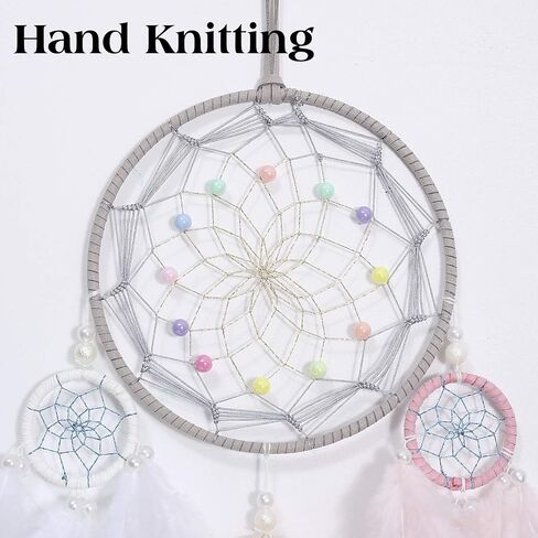 Dream Catcher for Girl Pink, Handmade Romantic Unique Dreamcatcher Beads and Feathers Wall Hanging Ornament Gift for Bedroom in Saudi Arabia