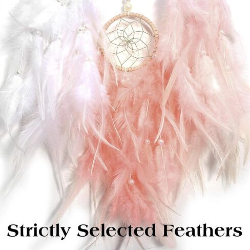 Dream Catcher for Girl Pink, Handmade Romantic Unique Dreamcatcher Beads and Feathers Wall Hanging Ornament Gift for Bedroom in Saudi Arabia