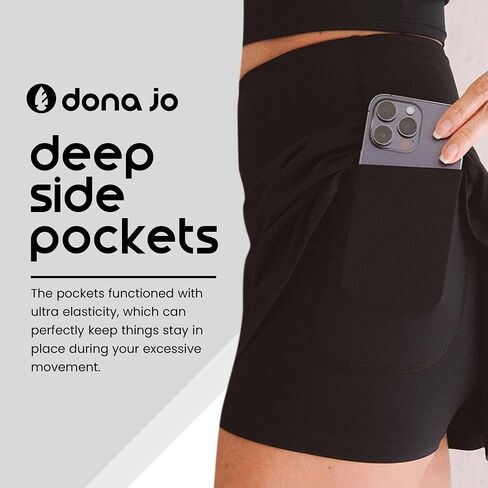 Dona Jo Official High Rise Women Skirt - Tummy Control Tennis Skirt w/Shorts & Built in Deep Pockets, Active Wear Clothing in Saudi Arabia