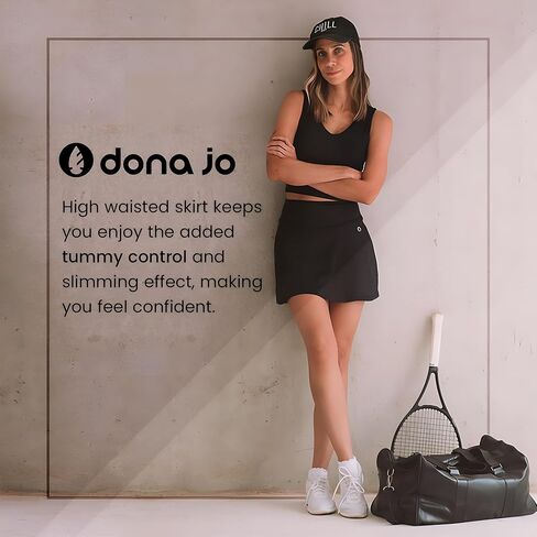 Dona Jo Official High Rise Women Skirt - Tummy Control Tennis Skirt w/Shorts & Built in Deep Pockets, Active Wear Clothing in Saudi Arabia