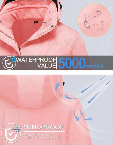 MAGCOMSEN Women's 3-in-1 Winter Coats Snow Ski Jacket Waterproof Windproof Fleece Lined Winter Jacket Parka in Saudi Arabia
