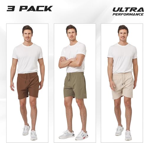Ultra Performance Gym Shorts Men 3 Pack Mens Nylon Stretch Athletic Running Shorts for Men with Zipper Pockets 6 “ Inseam in Saudi Arabia