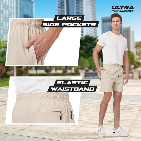 Ultra Performance Gym Shorts Men 3 Pack Mens Nylon Stretch Athletic Running Shorts for Men with Zipper Pockets 6 “ Inseam in Saudi Arabia