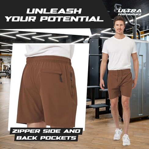 Ultra Performance Gym Shorts Men 3 Pack Mens Nylon Stretch Athletic Running Shorts for Men with Zipper Pockets 6 “ Inseam in Saudi Arabia