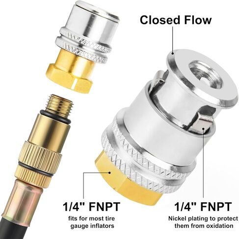 Kodilin 5PCS 1/4" FNPT Open Flow Brass Tire Chuck,Lock On Air Chuck,Tire Air Chuck for Tire Inflator Gauge and Air Compressor in Saudi Arabia