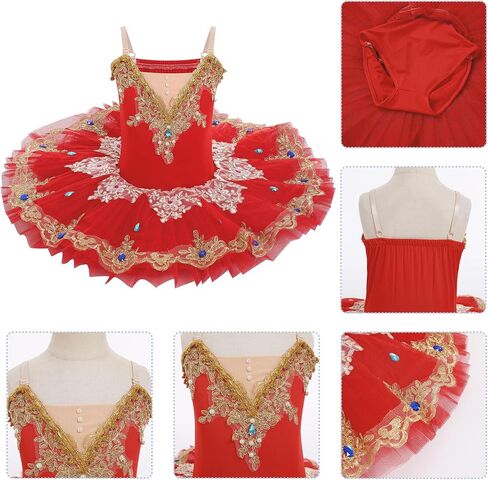 AFAVOM Girls Camisole Skirt Leotard Swan Lake Ballet Dance Outfit Sequin Platter Tutu Dress Ballerina Costume for Performance in Saudi Arabia