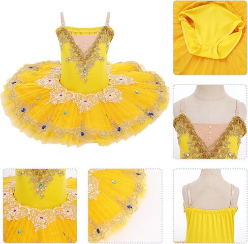 AFAVOM Girls Camisole Skirt Leotard Swan Lake Ballet Dance Outfit Sequin Platter Tutu Dress Ballerina Costume for Performance in Saudi Arabia