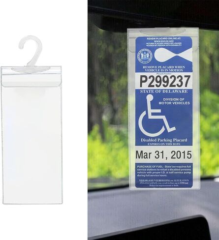Car Handicap Placard Holder, Ultra Transparent Disabled Parking Permit Protective Cover, Disability Parking Placard Protector with Large Plastic Hanger, Car Accessories in Kuwait